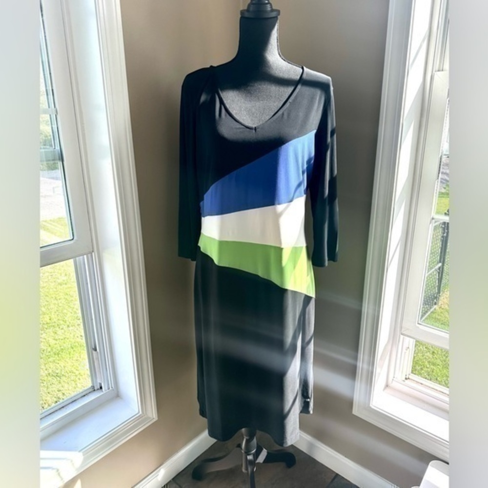 METROSTYLE | Color Block Long Sleeve Maxi Dress